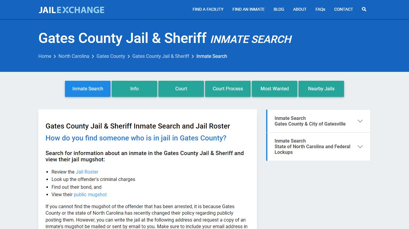 Gates County Jail & Sheriff Inmate Search - Jail Exchange